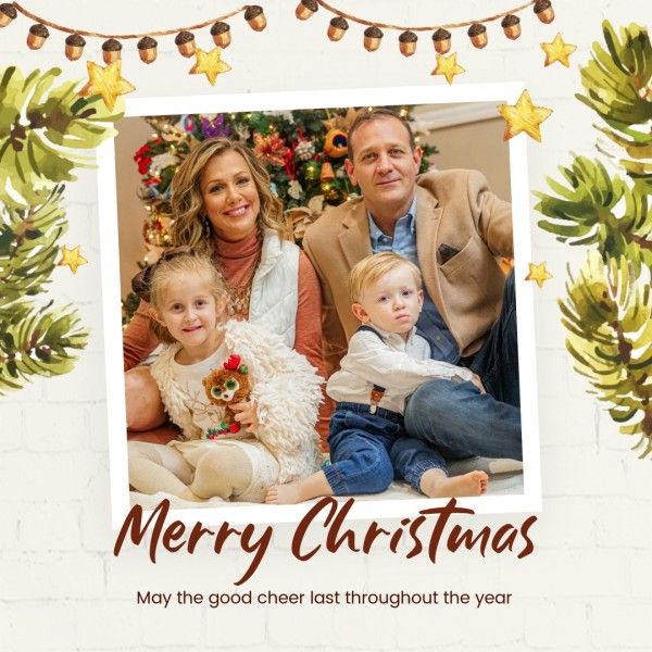 holiday, celebration, greeting, Merry Christmas Happy Family Instagram Post Template
