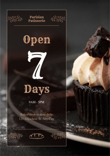 promotion, store, sales, Dark Brown Vintage Bakery Shop Flyer Template