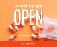 drug store, opening, store, Modern Downtown Pharmacy  Facebook Post Template