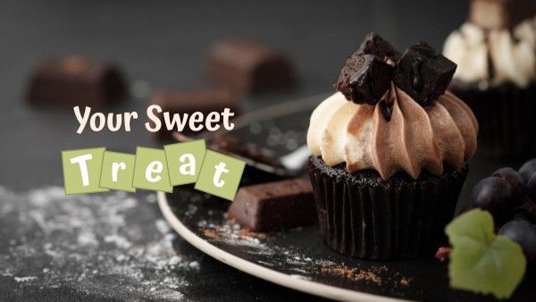 sweet, treat, business, Black Chocolate Cup Cake Youtube Channel Art Template