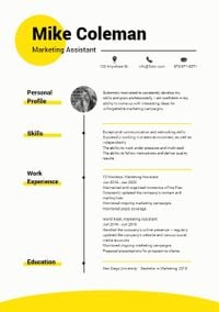 Bright Yellow Social Media Marketer CV Resume