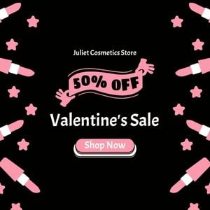 love, makeup, promotion, Black Valentine's Sale Coupon Instagram Ad Template