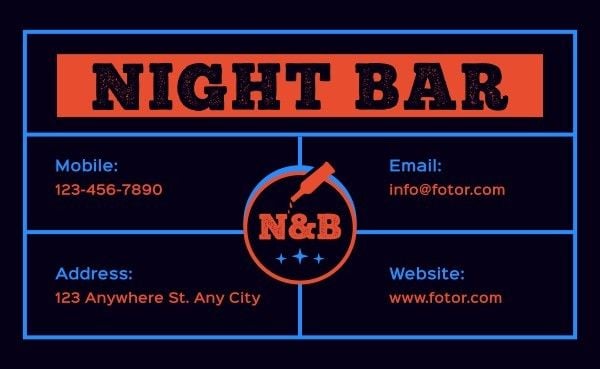 Black Modern Night Bar Business Card