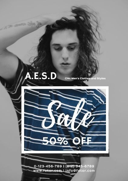 style, discount, ad, Men Clothes Sale Promotion Poster Template