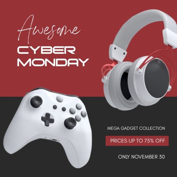 deals, sale, business, Red Cyber Monday Mega Gadget Collection Instagram Post Template