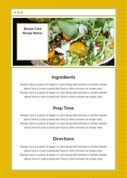 Yellow Food Veggie Cocktail Recipe Recipe Card