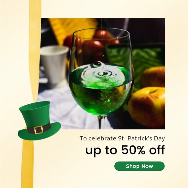 sale, st patricks day, happy st patricks day, Beige Saint Patricks Day Beer Promotion Instagram Post Template