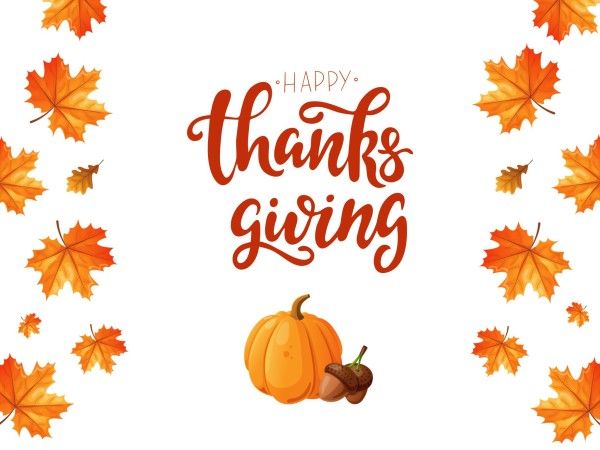 holiday, celebration, season, White And Orange Illustration Thanksgiving Autumn Greeting Card Template