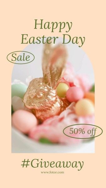greeting, easter day, festival, Green And Beige Clean Easter Giveaway Instagram Story Template