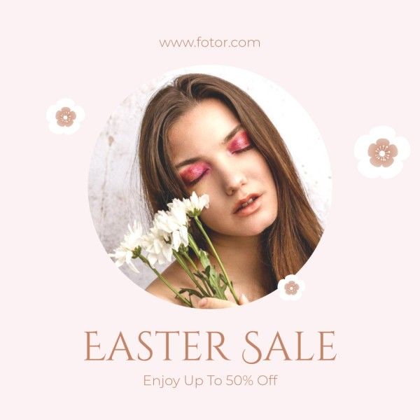 promo, discount, promotion, Pastel Clean Makeup Photo Easter Sale Instagram Post Template