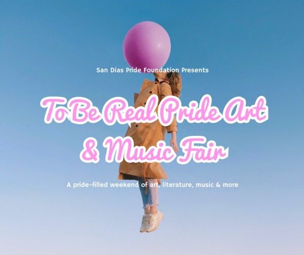 sky, balloon, girl, Blue Pride Art Music Fair Facebook Post Template