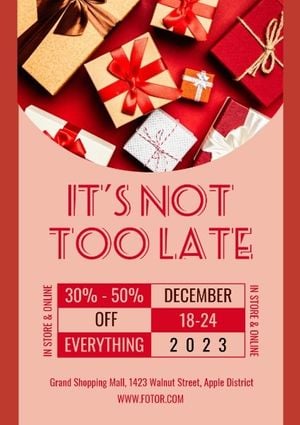 merry christmas, holiday sale, electronics, Red Christmas Gift Box Poster Template