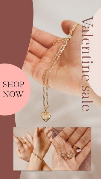 valentines day, photo, collage, Pink Fashion Jewelry Valentine's Day Sale Promotion Instagram Story Template