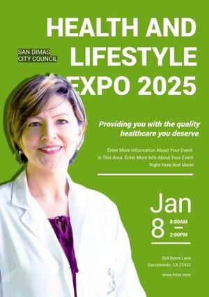 medical, doctor, healthcare, Green Health And Lifestyle Expo 2025 Poster Template