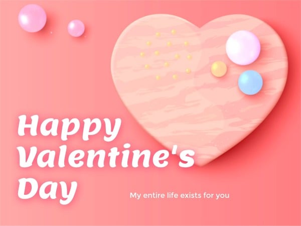 Pink Heart Minimal Happy Valentines Day Card