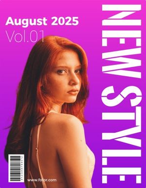 woman, girl, beauty, Purple Gradient New Style Magazine Cover Template