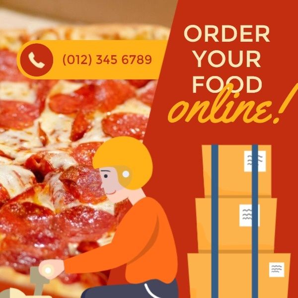 food, delivery, food online ordering, Pizza Online Ordering Ads Instagram Post Template
