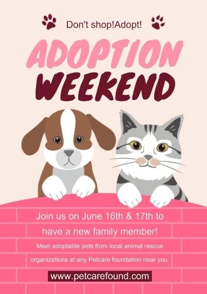 pets, animal, animals, Pet Adoption Weekend Poster Template