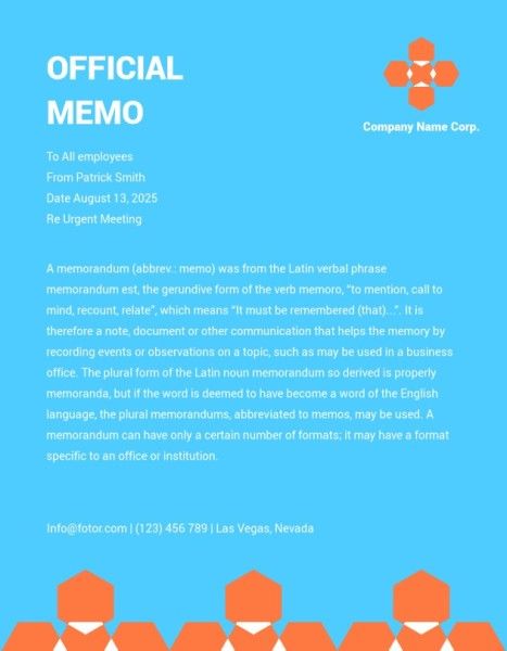 business, promotion, technology, Blue Company Official Memo Template