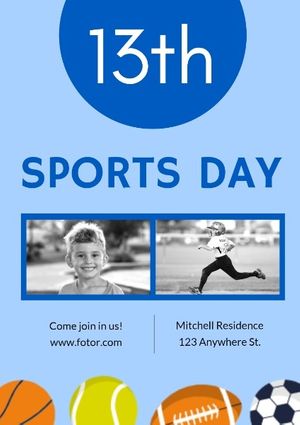 game, gaming, notice, Blue Sports Day Poster Template