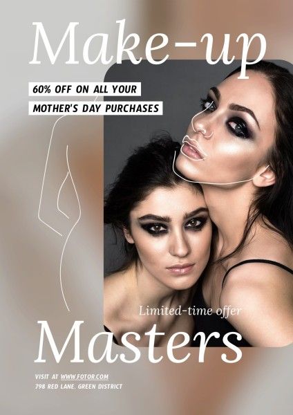 make up, mothers day, photo, Mother's Day Purchase Promotion Poster Template