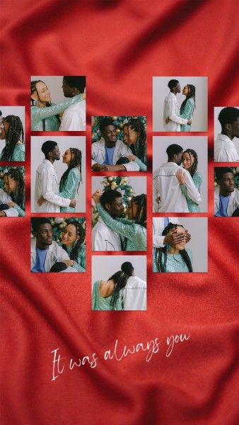 life, couple, family, Red Love Collage Photo Collage 9:16 Template
