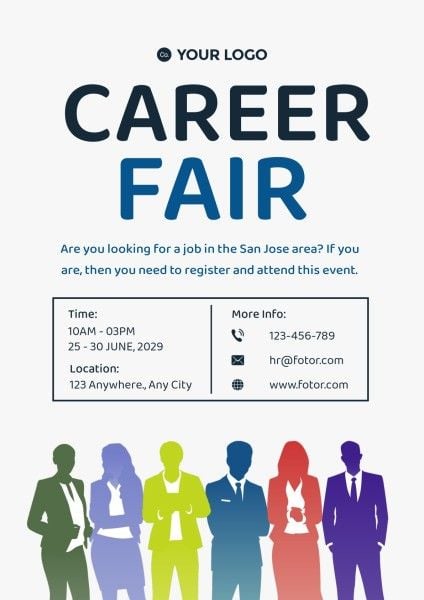 hiring, hire, employment, Illustration Career Fair Poster Template