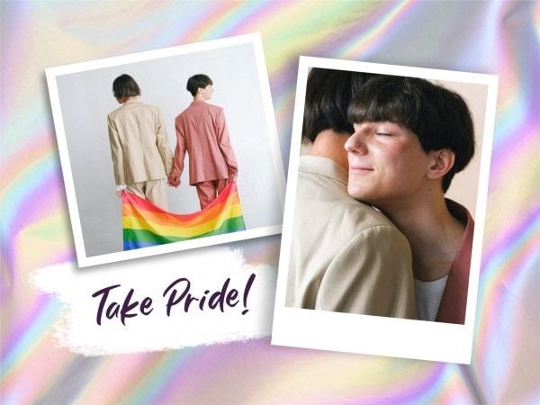 pride, rainbow, lgbt, Gradient Laser Sweet Love Photo Collage 4:3 Template