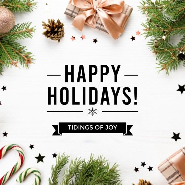christmas, xmas, wish, White Happy Holidays Instagram Post Template