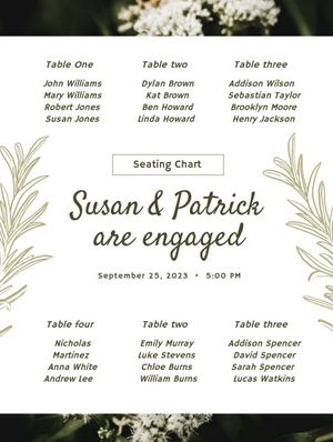 party, gathering, people, Green Plants Background Seating Chart Template