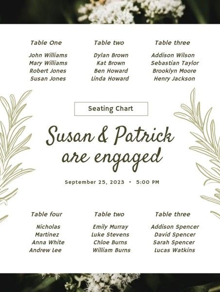 party, gathering, people, Green Plants Background Seating Chart Seating Chart Template