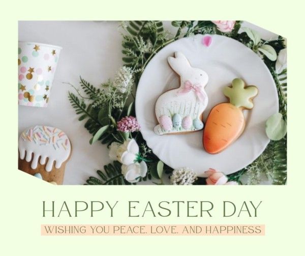 easter day, festival, holiday, Green Simple Easter Wish Facebook Post Template