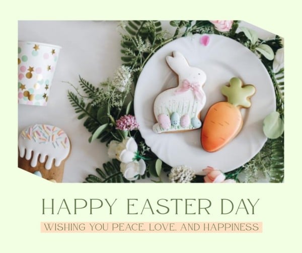 Green Simple Easter Wish Facebook Post