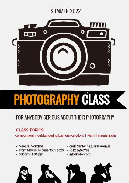 camera, photographer, course, Photography Class Poster Template