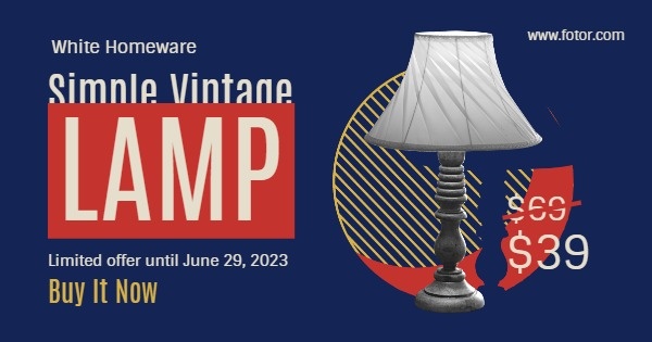 Blue Vintage Lamp Sale Facebook Ad Medium