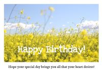 黄色の花の誕生日の願い ポストカード