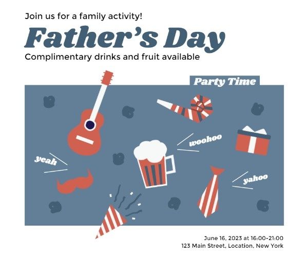 party, event, celebrate, Dark Blue Father's Day Family Activity Facebook Post Template