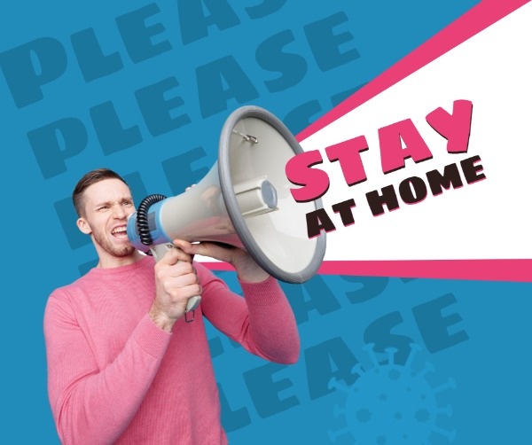 Blue Stay At Home Graphics Facebook Post