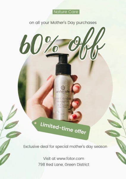 Mothers Day White Nature Care Discount  Poster