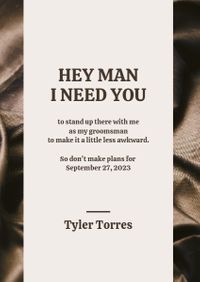 bridal shower, bachelor party, gentlemen night, Modern Brown And White Best Man Invitation Template