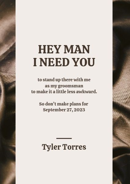 Modern Brown And White Best Man Invitation Template and Ideas for ...