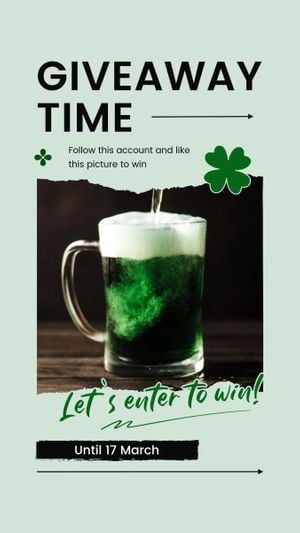 promotion, promo, st patricks day, Green Saint Patricks Day Beer Giveaway Instagram Story Template