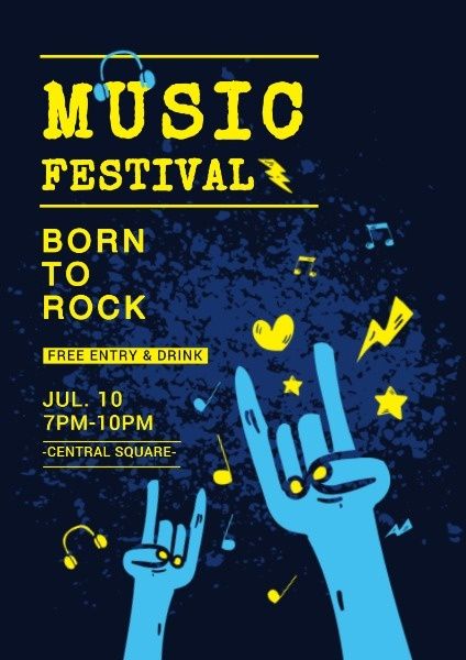 concert, rock festival, pattern, Rock Music Festival Flyer Template