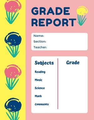 business, student, school, Floral Background Report Card Template