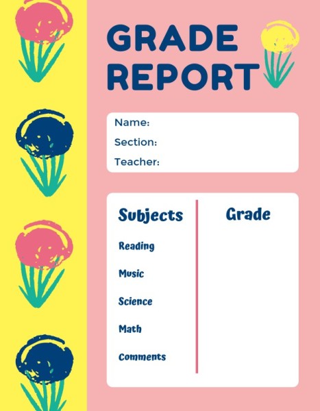 Floral Background Report Card