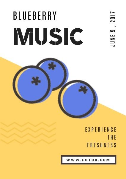 experience the freshness, cultural entertainment, show, Blueberry Music Festival Poster Template