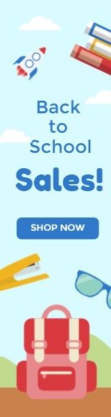 online sale, e-commerce, ads, Back To School Sales Advertisement Wide Skyscraper Template