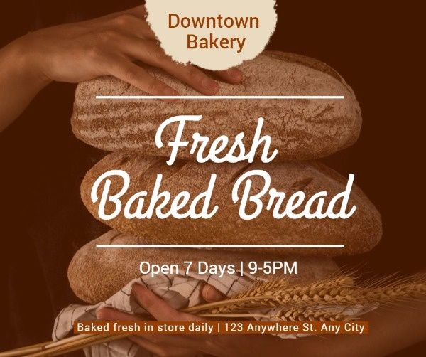 flyer, sale, baked bread, Downtown Bakery  Facebook Post Template