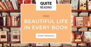暖かいオレンジ色の本棚と本の背景Facebookアプリ広告 Facebookアプリ広告
