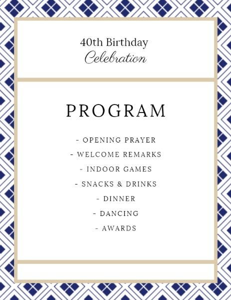Stylish Birthday Diner Program